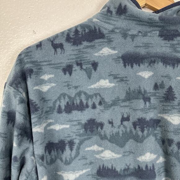Duluth Pullover Mens XL Blue Camo Deer Doubleback Fleece Button Mock Outdoor - Picture 7 of 10
